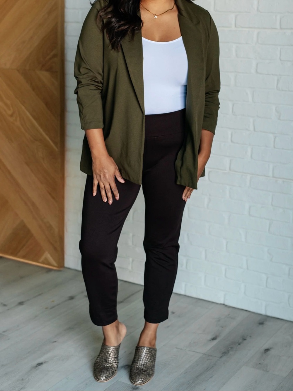 Olive DEAR SCARLETT MAGIC 3/4 BLAZER-Olive see matching Gala pants $16 too - Picture 4 of 5